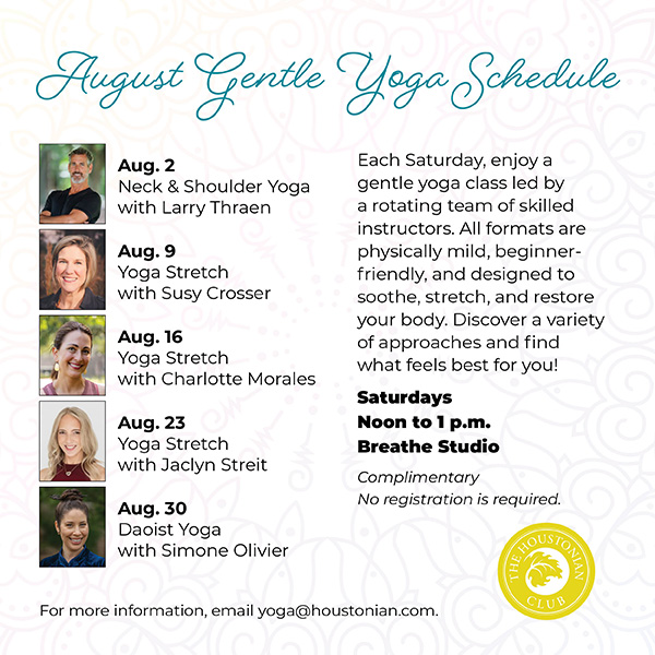 August Gentle Yoga Schedule
