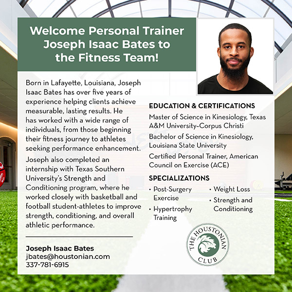Welcome Personal Trainer Joseph Isaac Bates to the Fitness Team!