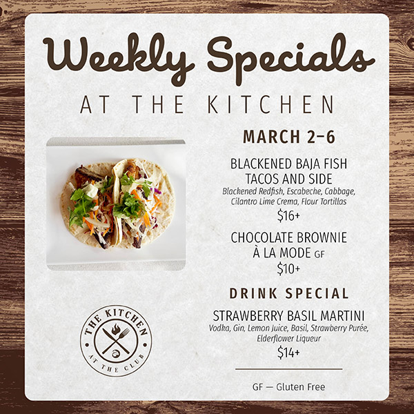 Weekly Specials at The Kitchen