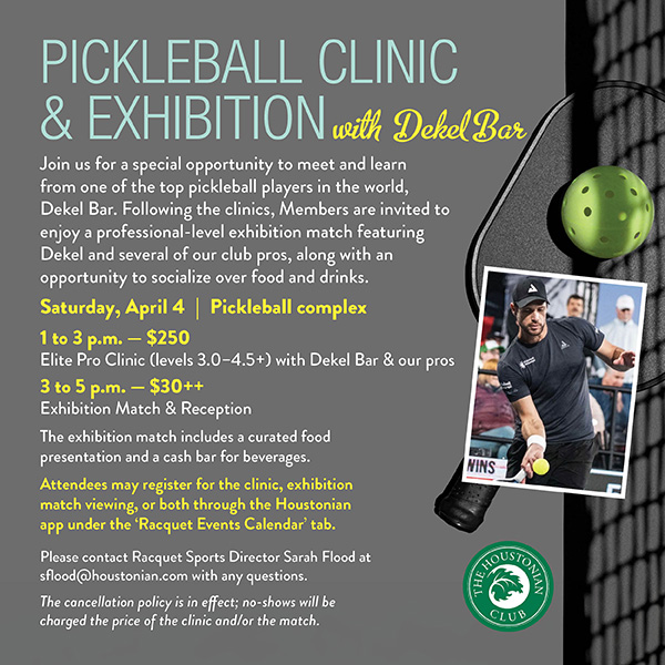 Pickleball Clinic & Exhibition with Dekel Bar