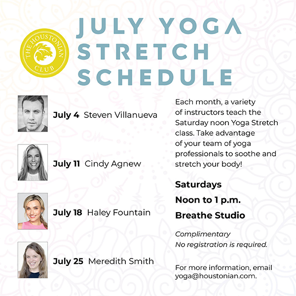 July Yoga Stretch Schedule