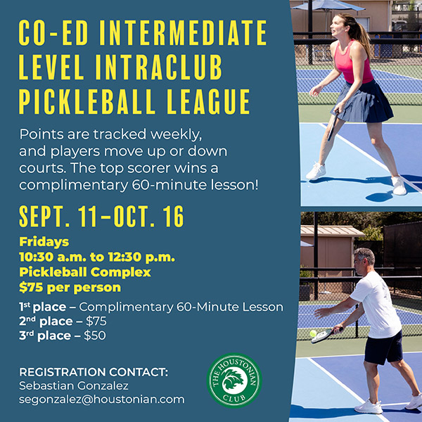Co-Ed Intermediate Level Intraclub Pickleball League